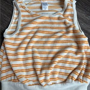 5/$20 Girls Striped Terry Tank Top in White and Orange